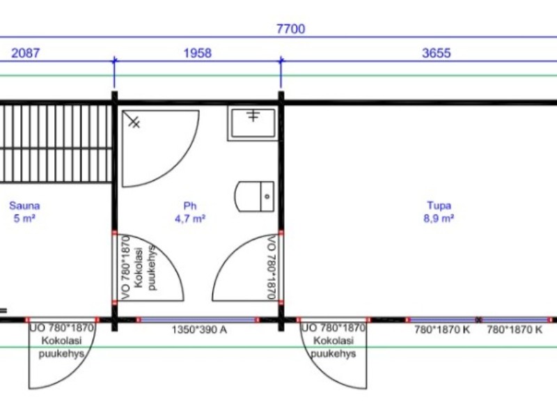 Баня из бруса 7,7×2,6 Баня из бруса 7,7×2,6